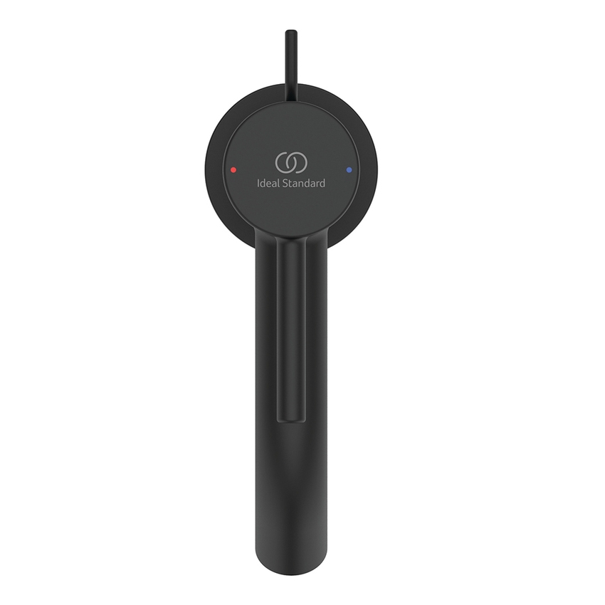 Immagine di Ideal Standard CERALINE miscelatore monocomando H.15 cm per lavabo, con asta di comando e scarico piletta da 1-1/4", colore nero finitura opaco BD846XG