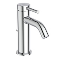 Immagine di Ideal Standard CERALINE miscelatore monocomando H.15 cm per lavabo, con asta di comando e scarico piletta da 1-1/4", con sistema BlueStart, finitura cromo BD758AA