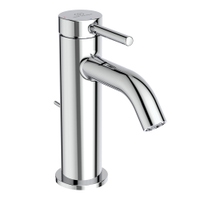 Immagine di Ideal Standard CERALINE miscelatore monocomando H.15 cm per lavabo, con asta di comando e scarico piletta da 1-1/4", con sistema BlueStart, finitura cromo BD758AA