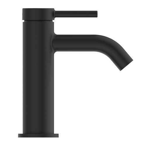 Immagine di Ideal Standard CERALINE miscelatore monocomando H.15 cm per lavabo, senza asta di comando e scarico piletta, con sistema BlueStart, colore nero finitura opaco BD757XG