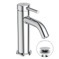 Immagine di Ideal Standard CERALINE miscelatore monocomando H.15 cm per lavabo, con piletta Click-Clack, con sistema BlueStart, finitura cromo BD759AA