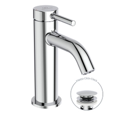 Immagine di Ideal Standard CERALINE miscelatore monocomando H.15 cm per lavabo, con piletta Click-Clack, con sistema BlueStart, finitura cromo BD759AA