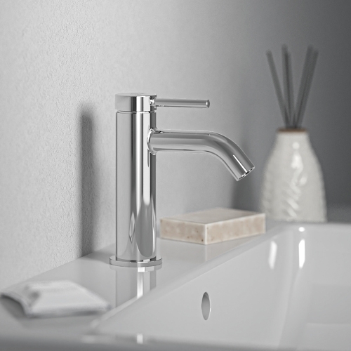 Immagine di Ideal Standard CERALINE miscelatore monocomando H.15 cm per lavabo, con piletta Click-Clack, con sistema BlueStart, finitura cromo BD759AA