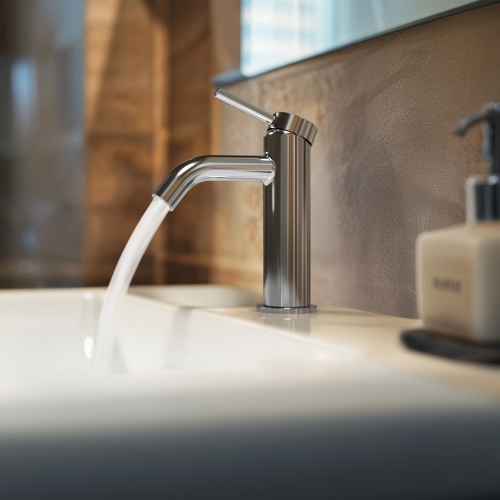 Immagine di Ideal Standard CERALINE miscelatore monocomando H.15 cm per lavabo, con piletta Click-Clack, con sistema BlueStart, finitura cromo BD759AA