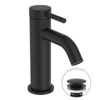 Immagine di Ideal Standard CERALINE miscelatore monocomando H.15 cm per lavabo, con piletta Click-Clack, con sistema BlueStart, colore nero finitura opaco BD759XG