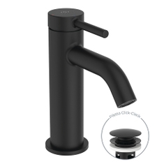 Immagine di Ideal Standard CERALINE miscelatore monocomando H.15 cm per lavabo, con piletta Click-Clack, con sistema BlueStart, colore nero finitura opaco BD759XG