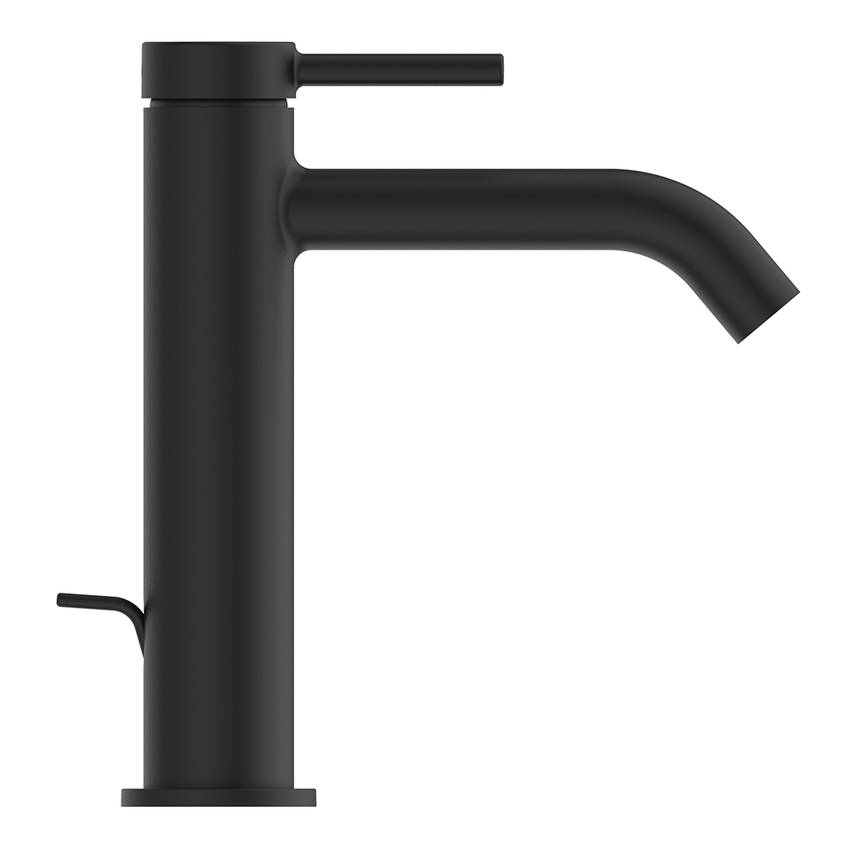 Immagine di Ideal Standard CERALINE miscelatore monocomando H.19 cm per lavabo, con asta di comando e scarico piletta da 1-1/4", colore nero finitura opaco BD847XG