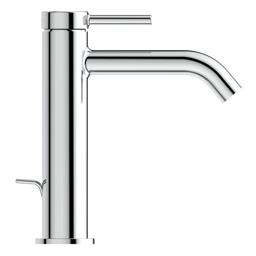 Immagine di Ideal Standard CERALINE miscelatore monocomando H.19 cm per lavabo, con asta di comando e scarico piletta da 1-1/4", con sistema BlueStart, finitura cromo BD761AA