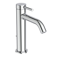 Immagine di Ideal Standard CERALINE miscelatore monocomando H.19 cm per lavabo, con asta di comando e scarico piletta da 1-1/4", con sistema BlueStart, finitura cromo BD761AA