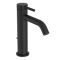 Immagine di Ideal Standard CERALINE miscelatore monocomando H.19 cm per lavabo, con asta di comando e scarico piletta da 1-1/4", con sistema BlueStart, colore nero finitura opaco BD761XG