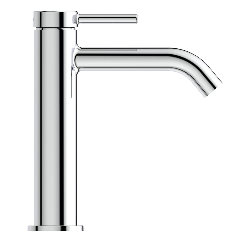 Immagine di Ideal Standard CERALINE miscelatore monocomando H.19 cm per lavabo, senza asta di comando e scarico piletta, con sistema BlueStart, finitura cromo BD760AA