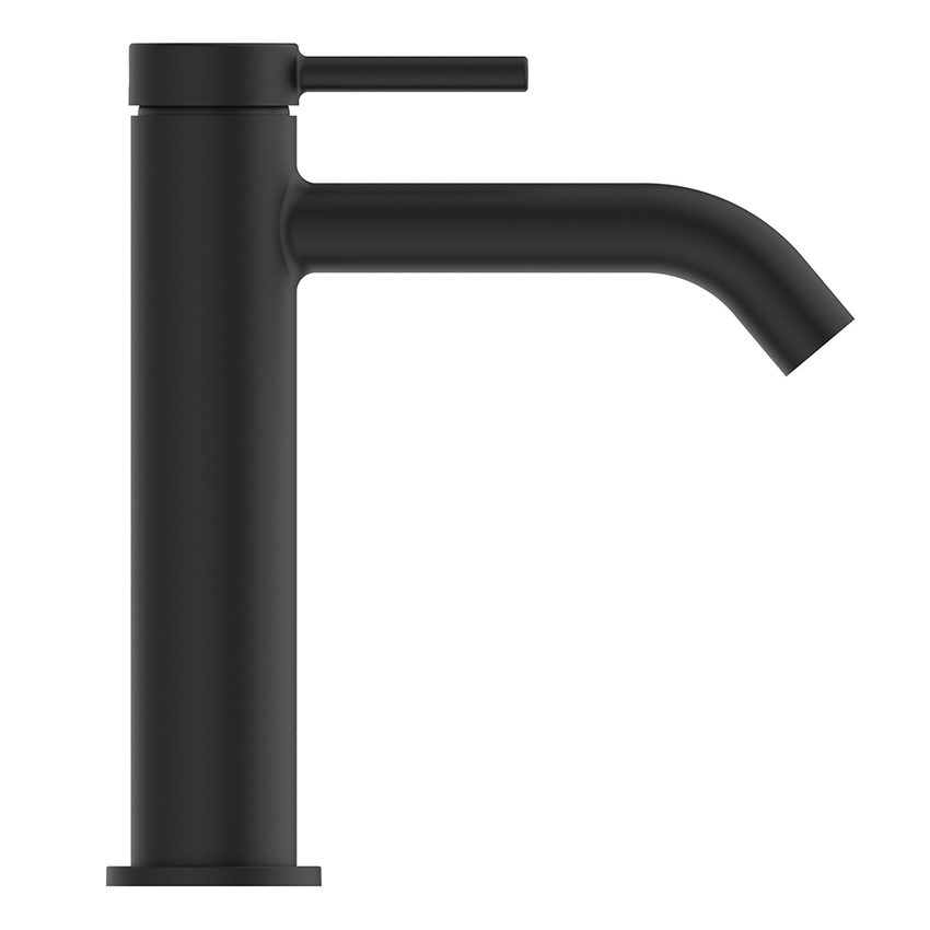 Immagine di Ideal Standard CERALINE miscelatore monocomando H.19 cm per lavabo, senza asta di comando e scarico piletta, con sistema BlueStart, colore nero finitura opaco BD760XG