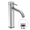 Immagine di Ideal Standard CERALINE miscelatore monocomando H.19 cm per lavabo, con piletta Click-Clack, con sistema BlueStart, finitura cromo BD959AA