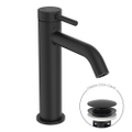 Immagine di Ideal Standard CERALINE miscelatore monocomando H.19 cm per lavabo, con piletta Click-Clack, con sistema BlueStart, colore nero finitura opaco BD959XG