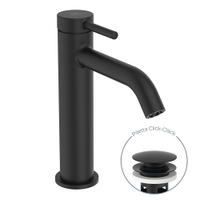 Immagine di Ideal Standard CERALINE miscelatore monocomando H.19 cm per lavabo, con piletta Click-Clack, con sistema BlueStart, colore nero finitura opaco BD959XG