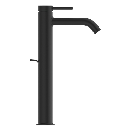 Immagine di Ideal Standard CERALINE miscelatore monocomando H.31 cm per lavabo, con asta di comando e scarico piletta da 1-1/4", con sistema BlueStart, colore nero finitura opaco BD763XG