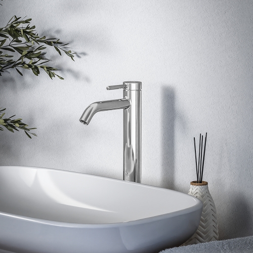 Immagine di Ideal Standard CERALINE miscelatore monocomando H.31 cm per lavabo, senza asta di comando e scarico piletta, con sistema BlueStart, finitura cromo BD762AA