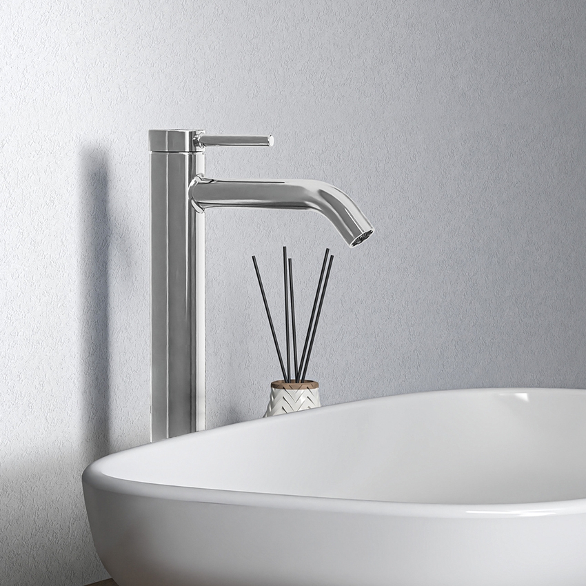 Immagine di Ideal Standard CERALINE miscelatore monocomando H.31 cm per lavabo, senza asta di comando e scarico piletta, con sistema BlueStart, finitura cromo BD762AA