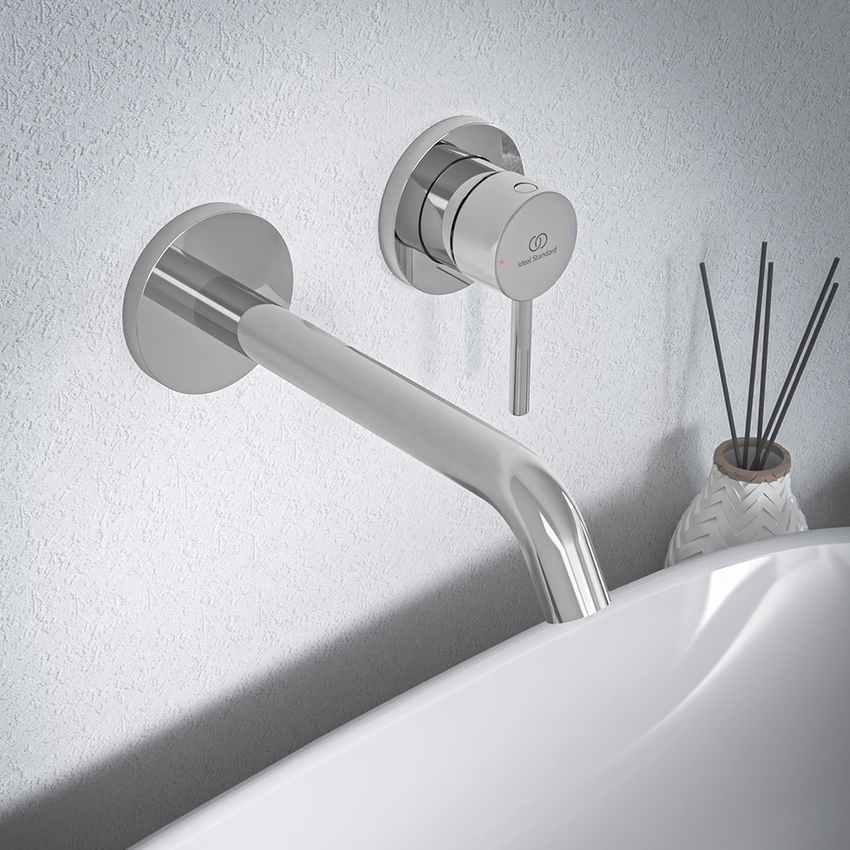 Immagine di Ideal Standard CERALINE miscelatore monocomando P.19 cm per lavabo, a parete, senza corpo incasso, finitura cromo BD764AA