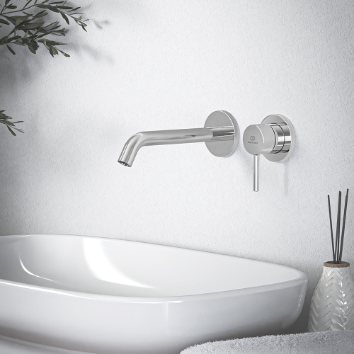 Immagine di Ideal Standard CERALINE miscelatore monocomando P.19 cm per lavabo, a parete, senza corpo incasso, finitura cromo BD764AA