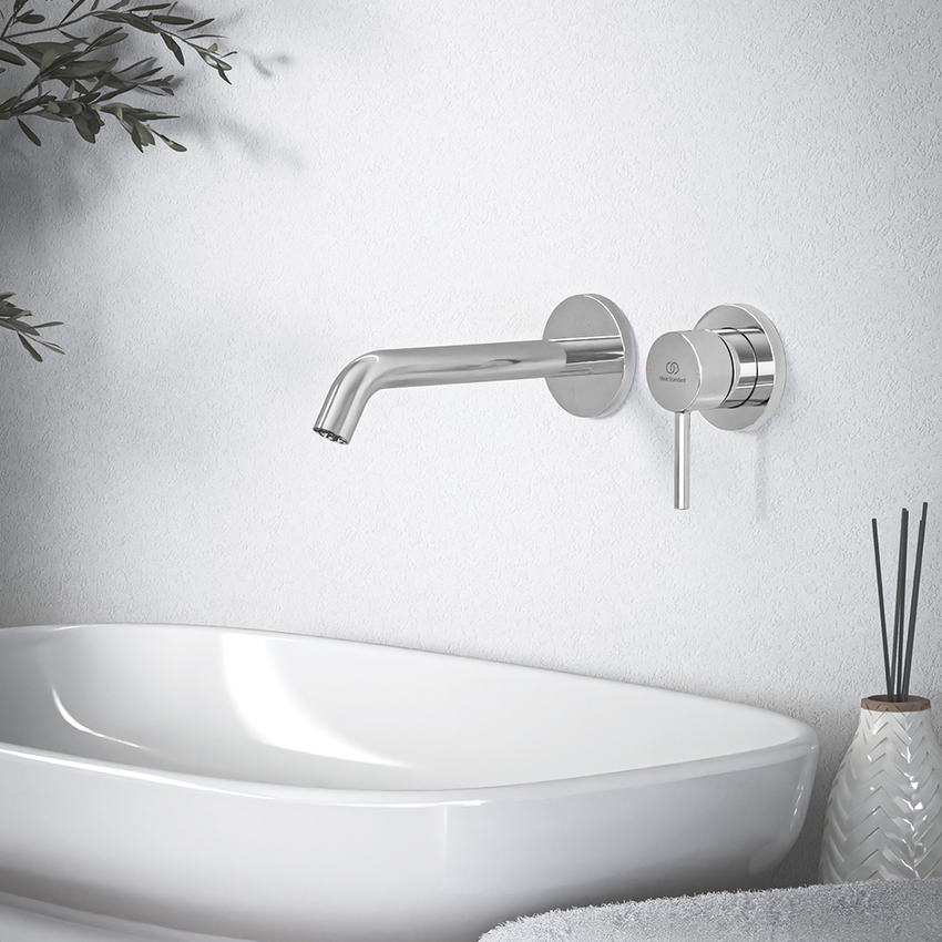 Immagine di Ideal Standard CERALINE miscelatore monocomando P.19 cm per lavabo, a parete, senza corpo incasso, finitura cromo BD764AA