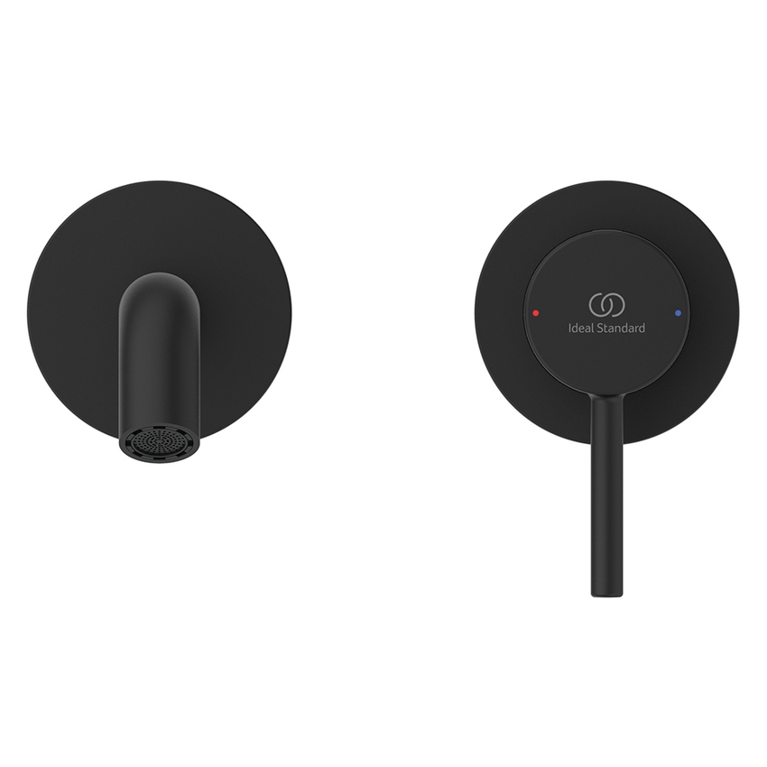 Immagine di Ideal Standard CERALINE miscelatore monocomando P.19 cm per lavabo, a parete, senza corpo incasso, colore nero finitura opaco BD764XG