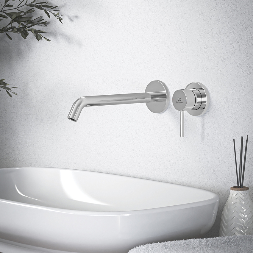 Immagine di Ideal Standard CERALINE miscelatore monocomando P.23 cm per lavabo, a parete, senza corpo incasso, finitura cromo BD848AA