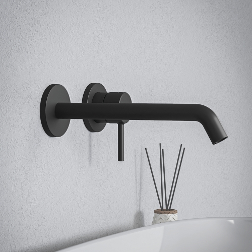 Immagine di Ideal Standard CERALINE miscelatore monocomando P.23 cm per lavabo, a parete, senza corpo incasso, colore nero finitura opaco BD848XG