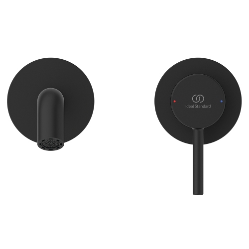 Immagine di Ideal Standard CERALINE miscelatore monocomando P.23 cm per lavabo, a parete, senza corpo incasso, colore nero finitura opaco BD848XG