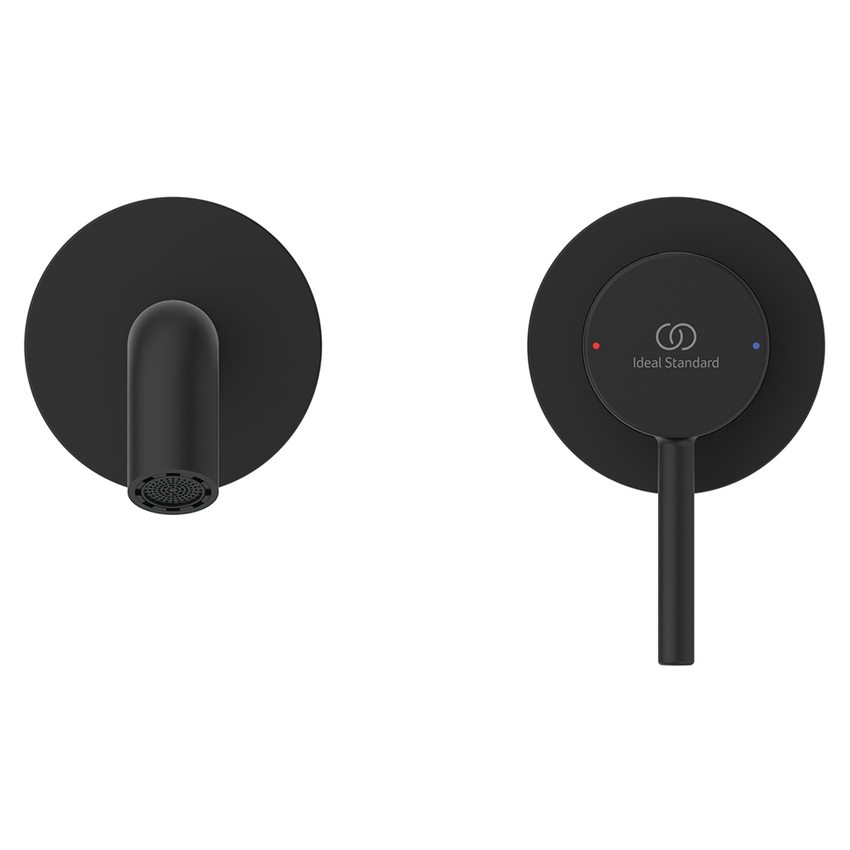 Immagine di Ideal Standard CERALINE miscelatore monocomando P.23 cm per lavabo, a parete, senza corpo incasso, colore nero finitura opaco BD848XG
