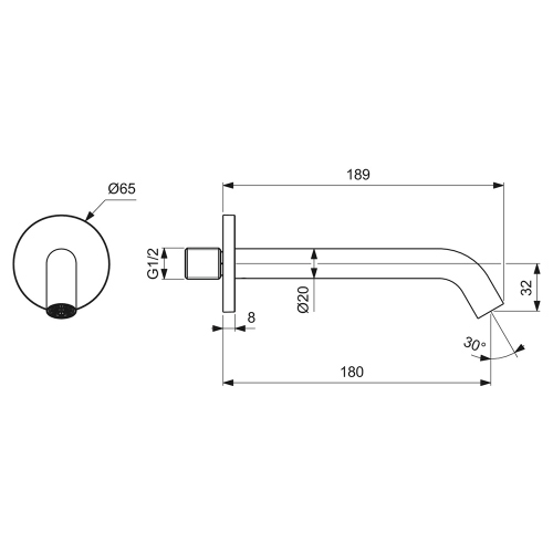 Immagine di Ideal Standard CERALINE bocca di erogazione P.19 cm, per vasca, finitura cromo BD973AA