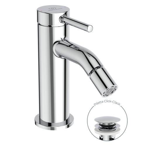 Immagine di Ideal Standard CERALINE miscelatore monocomando H.14 cm per bidet, con piletta Click-Clack, finitura cromo BD849AA
