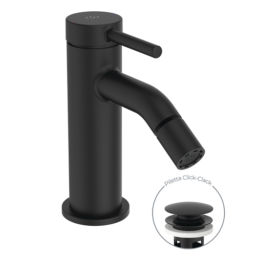 Immagine di Ideal Standard CERALINE miscelatore monocomando H.14 cm per bidet, con piletta Click-Clack, colore nero finitura opaco BD849XG