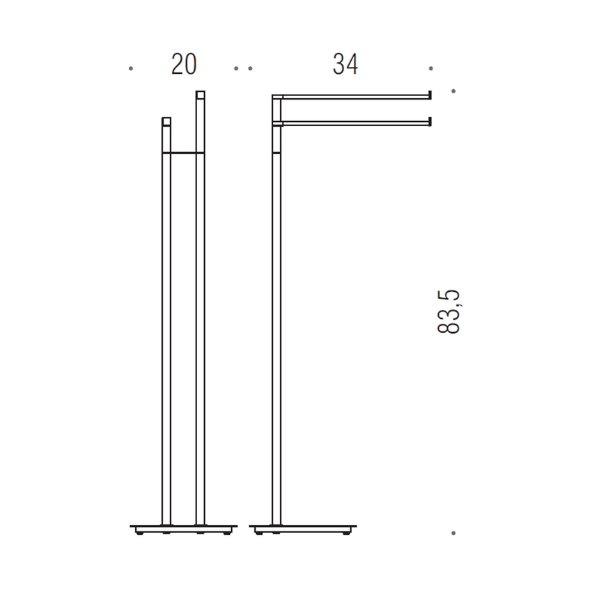 Immagine di Colombo Design MINIQ piantana con due porta salvietta, d'appoggio, finitura cromo B50380CR