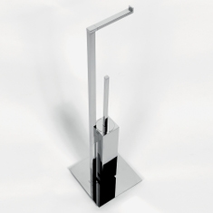 Immagine di Colombo Design MINIQ piantana con porta rotolo e porta scopino, da appoggio, finitura cromo B50180CR