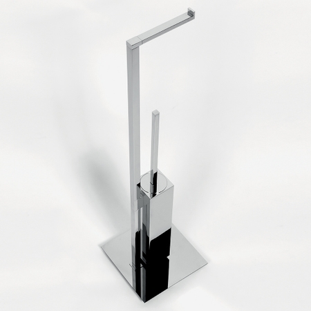 Immagine di Colombo Design MINIQ piantana con porta rotolo e porta scopino, da appoggio, finitura cromo B50180CR