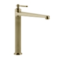 Immagine di Gessi VENTI20 miscelatore lavabo H.32 cm, con scarico e flessibili di collegamento, finitura brushed brass PVD 65003#727