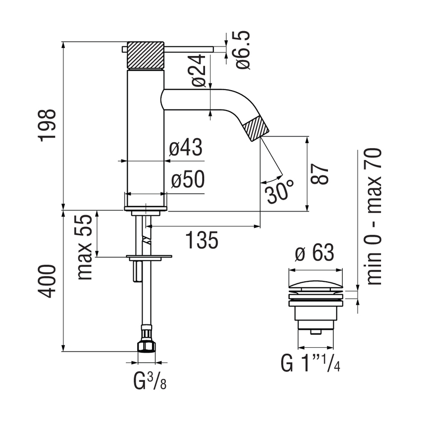 Immagine di Nobili RESPIRO miscelatore monocomando H.20 cm per lavabo, con scarico push 1 1/4”, finitura cromo RS131118/2CR