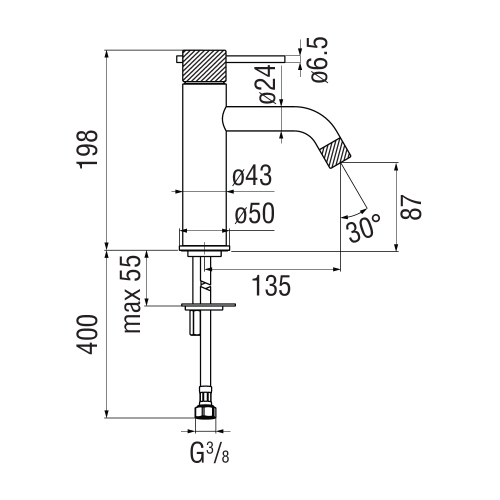 Immagine di Nobili RESPIRO miscelatore monocomando H.20 cm per lavabo, senza scarico, finitura inox spazzolato RS131118/3IX