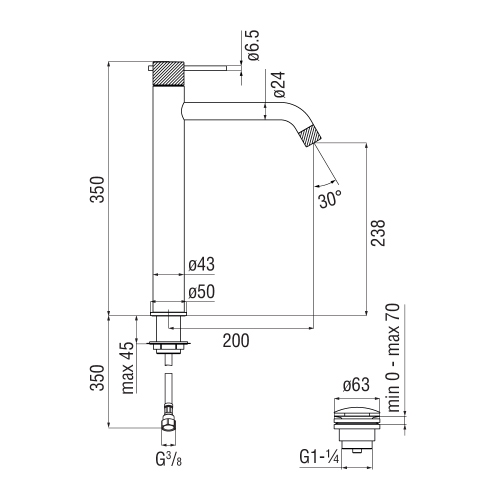 Immagine di Nobili RESPIRO miscelatore monocomando H.35 cm per lavabo, con scarico push 1 1/4”, finitura cromo RS131128/2CR