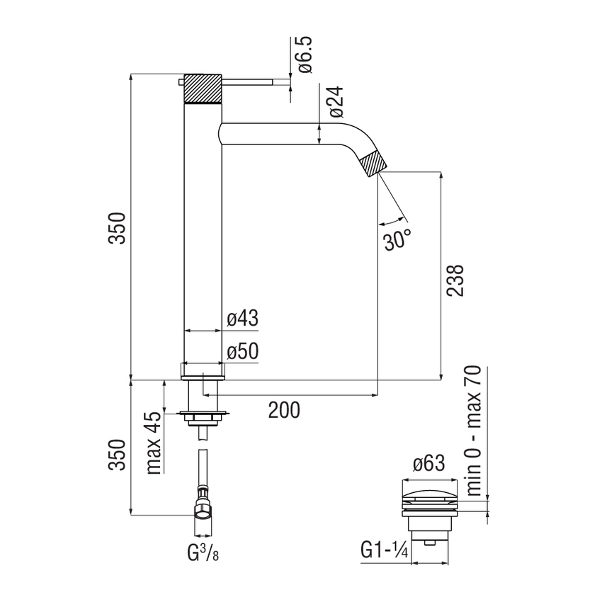 Immagine di Nobili RESPIRO miscelatore monocomando H.35 cm per lavabo, con scarico push 1 1/4”, finitura cromo RS131128/2CR
