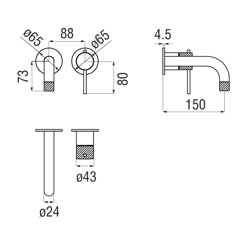 Immagine di Nobili RESPIRO miscelatore monocomando a parete P.15 cm per lavabo, senza scarico e senza corpo incasso, finitura cromo RS131199CR
