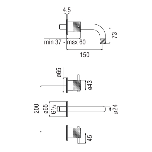 Immagine di Nobili RESPIRO batteria 3 fori P.15 cm a parete per lavabo, senza scarico e senza corpo incasso, finitura cromo RS131298/ECR
