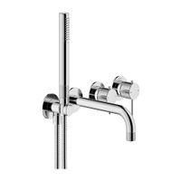 Immagine di Nobili RESPIRO miscelatore monocomando a parete per vasca, a 2 vie, con deviatore, doccetta e flessibile 150 cm, senza corpo incasso, finitura cromo WEBK110/91RSCR