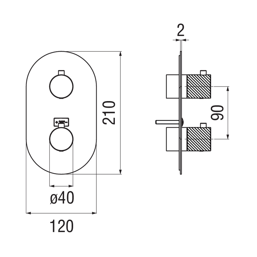 Immagine di Nobili RESPIRO miscelatore termostatico per doccia ad incasso, a 1 o 2 vie, senza corpo incasso, finitura cromo WE00101/RSCR