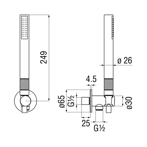 Immagine di Nobili RESPIRO duplex doccia con supporto doccetta fisso, doccetta monogetto e flessibile 150 cm, finitura cromo AD146/55CR
