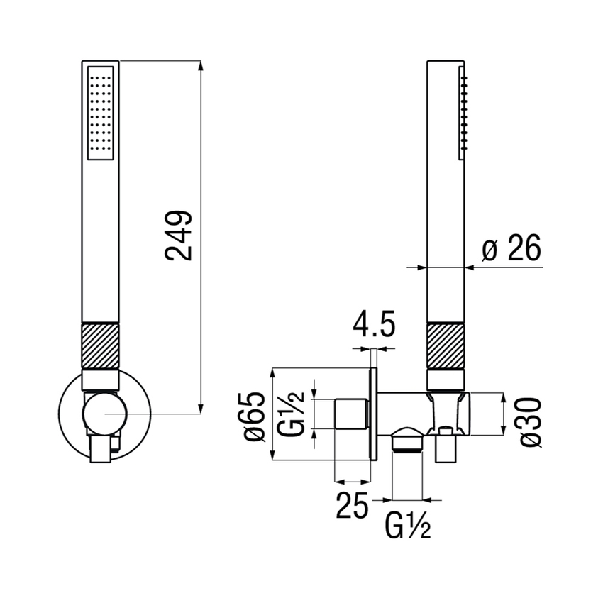 Immagine di Nobili RESPIRO duplex doccia con supporto doccetta fisso, doccetta monogetto e flessibile 150 cm, finitura cromo AD146/55CR