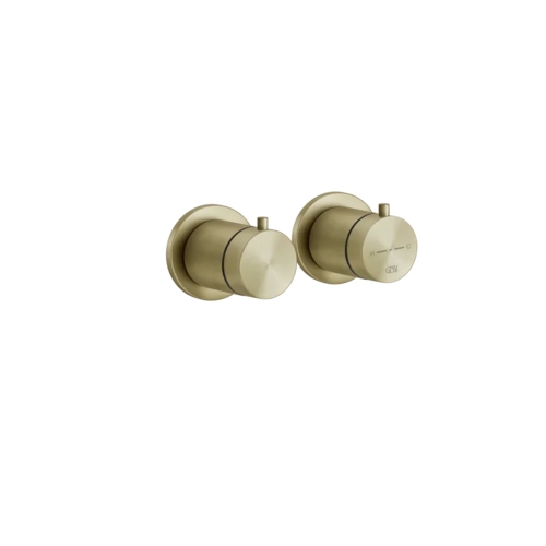 Immagine di Gessi 316 SHOWER miscelatore termostatico per doccia, a parete, 2 vie, senza corpo incasso, finitura brushed brass PVD 54234#727