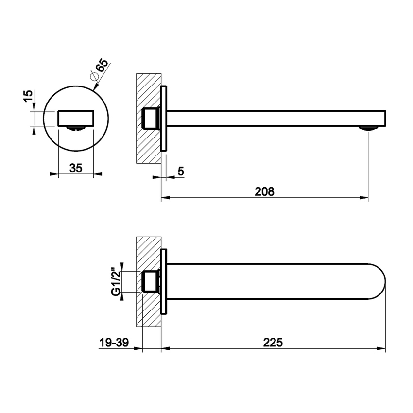 Immagine di Gessi VIA MERAVIGLI bocca a parete, finitura cromo 56900#031