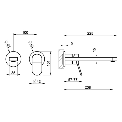 Immagine di Gessi VIA MERAVIGLI miscelatore a parete per lavabo, senza corpo incasso, finitura cromo 56088#031